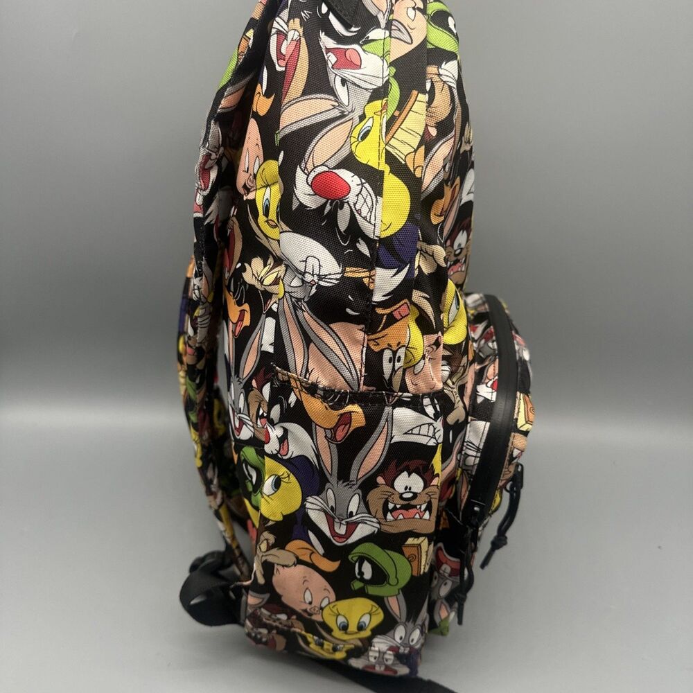 Vtg Converse X Looney Tunes Canvas Backpack All Over Print Bugs Taz Road Runner - Picture 7 of 9